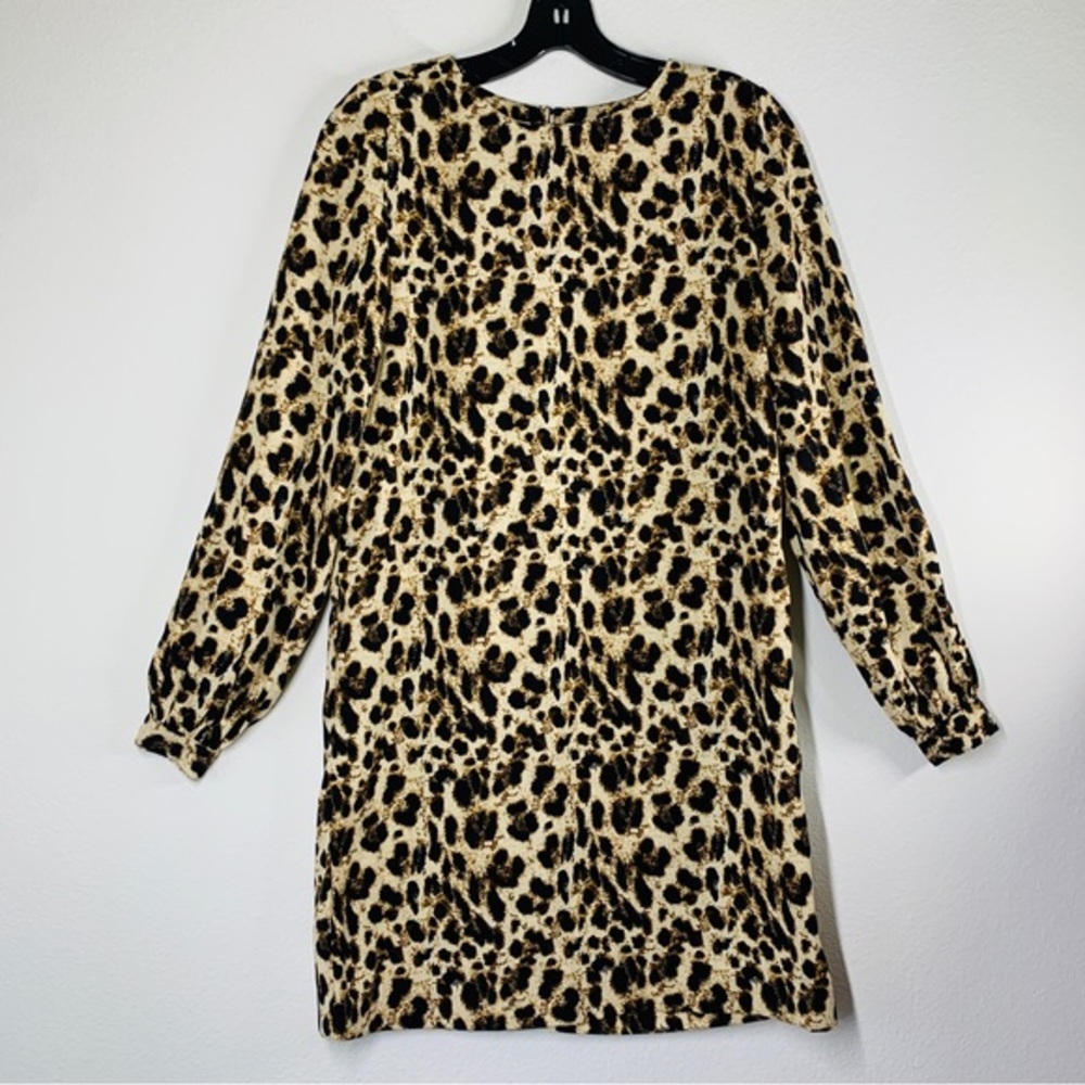 Reynah Couture Leopard Print Balloon Sleeve Shift Dress